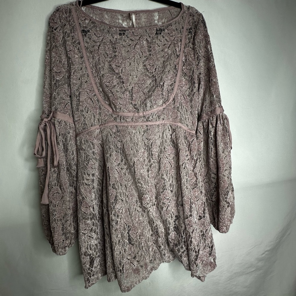 Free People Brown Ruffled Asymmetrical Tunic